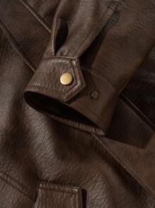 جاكيت جلد PU من نوع العملة القديمة للرجال ، خريف وشتاء