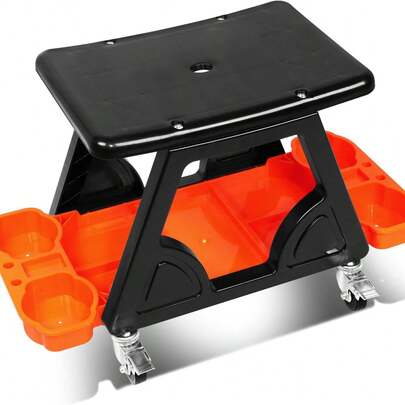 Mechanics Stool With Wheels, Roller Creeper Seat With Tools Storage Tray, Seat Chair For Home Garage DIY Automotive, 300 Lbs Capacity