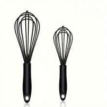 2 Packs Silicone Whisk Set (10" & 12") - Heat-Resistant Non-Scratch Balloon Whisks For Cooking, Baking, Mixing & Beating, Professional Kitchen Tools With Ergonomic Handle, Dishwasher (Black) - Multicolor - View 11
