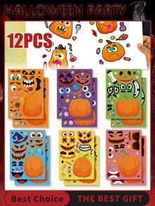 1/6/12 Stück Halloween Kürbis Aufkleber, Halloween Party Zubehör, Halloween Dekor Aufkleber, Halloween Dekorationen, Adventskalender, Kürbis Dekorations Aufkleber, Halloween Party Spiele