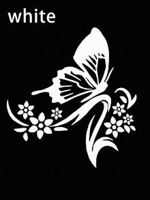 1pc Fashionable Butterfly Car Sticker, Reflective Butterfly Floral Engine Hood Car Decal