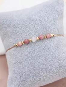 1 szt. Bransoletka z kryształu miłości do siebie, biżuteria lecznicza, ręcznie robiona bransoletka z energią serca i czakrą różowego kwarcu, rodonit, rodonit