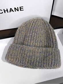 Gorro de punto vintage, gorro de punto grueso y cálido, gorro versátil de moda coreana para hombres y mujeres, atuendos de invierno y otoño - Multicolor - Ver 7