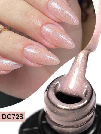 Mtssii 1pc 7ml Shimmer Glitter Gel Nail Polish , 7ml Sparkle Shimmer Jelly Nude Pink Gel Polish Semi Permanent Soak Off UV LED Gel Nail Art Varnish All For Manicure Nail Art Salon And Home Nail Supplies