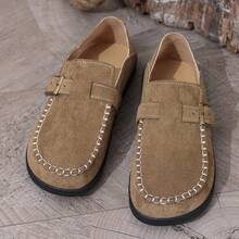 Nuevos mocasines planos de mujer con hebilla de cobre estilo Ins, disponibles en 4 colores, versátiles para uso casual, ir al trabajo, exteriores, antideslizantes y cómodos