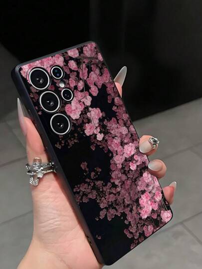 غطاء هاتف أسود مزخرف مضاد للسقوط ومانع الانزلاق متوافق مع Galaxy A04e/A05s/A13/A14/A15/A34/A35/A50/A52/A53/A54/S21/S22/S23/S24/S25/S25Ultra قطعة واحدة