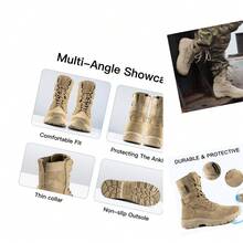 FREE SOLDIER Women's 8-Inch Tan-Thin Suede Leather Lightweight Hiking Tactical Boots, Size 7 - Multicolor - View 1