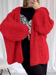 Women's Oversized Cardigan Fall Long Lantern Sleeve Knit Cardigan Lightweight - Đỏ - Xem 5
