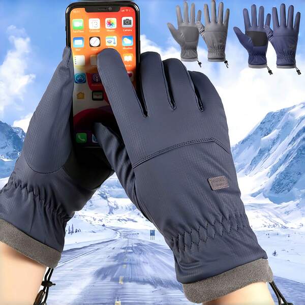 Guanti da sci natalizi, guanti invernali impermeabili e antivento con schermo tattile, imbottiti in pile, adatti per sci, ciclismo e uso quotidiano, per uomo e donna
