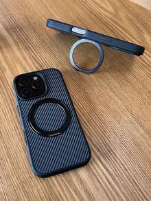 Carbon Fiber Magnetic Stand Phone Case , 360° Rotating Kickstand,1800 Gauss Strong Magnetic, Anti-Fingerprint Soft-Touch Grip, Shockproof Slim Protective Cover, Compatible With IPhone For IPhone 16/16 Pro Max/16 Plus/16e/15/15 Pro Max/15 Pro /14/14 Pro Max/14Plus/13 Series. - màu đen - Xem 1