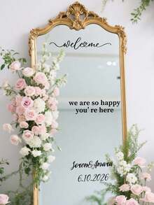Individuell gestalteter Spiegel Aufkleber Hochzeit Dekor - Willkommen bei unserer Liebesgeschichte Hochzeit Spiegel Aufkleber und Sticker - Individuell anpassbare Größe Schild Aufkleber Vinyl Transferfolie - Hochzeit Dekor DIY Hochzeit Aufkleber - Individuell anpassbare Namen - Für Spiegel, Acryl - Hochzeit Spiegel Schild - Individuelle Spiegel Beschriftung Aufkleber - Frisch Vermählt - Hochzeit Ehe Dekoration/ Moderne Hochzeit Willkommensschild /Personalisierte Paarnamen und Daten/Spiegel Aufkleber-Bridal-Shower/Hochzeit Spiegel Vinyl Aufkleber
