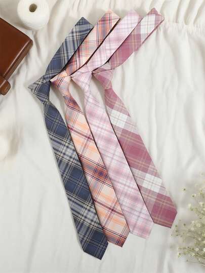1pc Women's Casual JK Necktie, Plaid, Striped Pattern, School Style Suitable For Shirts, Uniforms, Dates, Campus, Casual Wear, Photo Matching For Dress For Christmas Decor