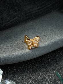 20G Dangle Nose Ring L Shaped Dangling Nose Stud For Women Stainless Steel Nose Ring Studs CZ Flower Dangle Nose Rings Hoops Nose Piercing Jewelry