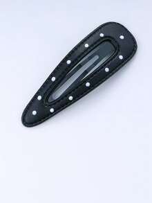 2pcs Black & White Polka Dot Leather Hair Clips, Bangs Clips, Claw Clips For Students, Fresh Style, Hair Claws, Hair Slide, Hair Barrettes, Hair Accessories