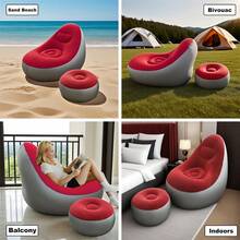 Inflatable PVC Sofa, Portable Inflatable Sofa Chair, Inflatable Sofa Set With Footstool, Super Lounge For Leisure Chairs, Suitable For Living Room, Bedroom, Camping, Picnic, Travel, Music Festival Or Home Inflatable Lazy Sofa, Indoor, Living Room, Bedroom, Courtyard Inflatable Leisure Chairs