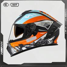 AD 1pc DOT Certified Motorcycle/Scooter Safety Helmet, Unisex, All Season, Dual Visor Protection Full Face Helmet