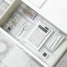 1/5/7/11/12PCS Transparent Crystal Cosmetic Storage Box Set – Drawer Built-In Dividers And Organizers, Desktop Office Stationery Storage Box, Desktop And Drawer Organizer, Suitable For Home Storage, Back-To-School Supplies - Clear - View 10