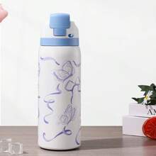 New Fashionable Outdoor Sports Water Bottle, Large Capacity 304 Stainless Steel Portable Handled Tumbler With Straw