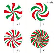 4/8 piezas Decoraciones de árbol de Navidad con piruletas rojas y verdes, decoraciones lindas de caramelos para la parte superior del árbol de Navidad, decoraciones navideñas para el hogar, fiesta y uso en interiores y exteriores