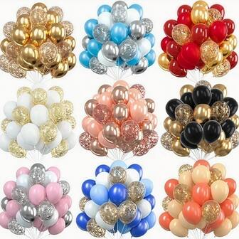 21 piezas de globos de confeti metálicos multicolor, combo de 10 y 12 pulgadas, globos de látex dorados para fiesta de cumpleaños, boda, baby shower, San Valentín, graduación, decoración y regalos