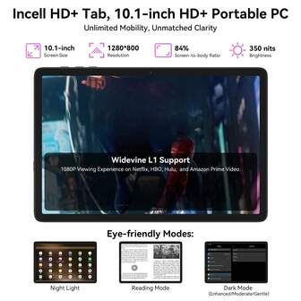 TABWEE Tablet 2025 Latest Android 15 Tablets With 10.1 Inch Incell Display, (8GB+16GBExpand)GB RAM 256GB ROM /2TB TF, Gemini AI, T606 Octa-Core+8MP Camera, 5000mAh, Widevine L1, 2 In 1 Tablets With Keyboard Mouse Stylus(No Adapter)