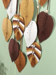 1 pieza Tapiz tejido a mano con hojas, decoración bohemia de pared con flecos, para habitación de niños, decoración de pared del dormitorio