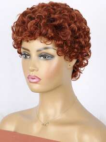 Short Curly Pixie Cut Wigs For Black Women Synthetic Afro Pixie Wig Synthetic Heat Resistant Full Wigs Black Color Short Curly Pixie Wigs For Women