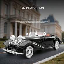 1:32 Scala 1935 Classica Vintage 500 K Convertibile Auto Sportiva Macchina Antica Modello in Lega, Struttura in Metallo, Porte e Cofani Apribili, Luci e Suoni Simulati, Adatto per Casa, Ufficio, Festa, Compleanno, Regalo per Appassionati di Auto