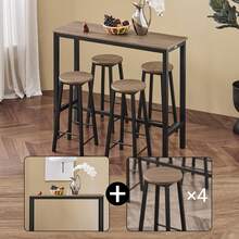 SoBuy OGT22-WN, Bar Set-1 Bar Table And 4 Stools, Home Kitchen Breakfast Bar Set Furniture Dining Set - Black - View 9