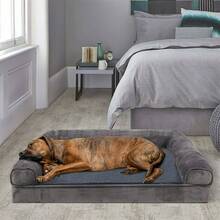Jumbo Orthopedic Memory Foam Dog Bed For Large Dogs - High Quality Bolster Cushion With Plush Mat, Easy Assembly, Grey Pet Bed For Joint Support & Home Decor - 灰色 - 查看 1