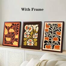 3pcs Vintage Floral Canvas Art Home Decoration, Moisture-Proof Wall Decoration, Suitable For Living Rooms, Bedrooms, Kitchens, Cafes, Bars, Decorations, Dormitories, Home Wall Decoration Optional Wooden Frame - Multicolor - View 15