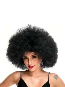 1 件时尚卷发假发 - 无胶设计，卷曲合成发带弹性帽，适合各种节日派对角色扮演和佩戴时尚主题道具 - 彩色 - 查看 3