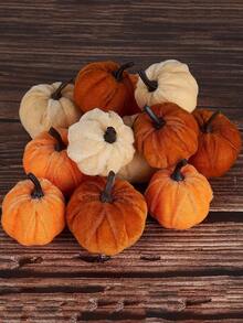 1/4/8/16 pièces Décorations de citrouille en velours faux, mousse artificielle aléatoire, décorations de citrouille convenant pour la maison d'automne, les décorations de ferme, de récolte, d'action de grâce et d'Halloween. Diverses décorations de récolte de campagne imitées. Citrouille en velours, citrouille en mousse, orange rouille, blanc, convenant pour les décorations de table d'automne de mariage de ferme.