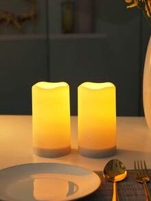 2 Outdoor Waterproof Solar Candles, Solar Powered, Outdoor Flameless Solar Candles, Lanterns, Dusk To Dawn Sensor, Suitable For Halloween, Valentine's Day, Christmas, Weddings, Pathways, Pools, Party Decoration Lighting - ánh sáng ấm áp - Xem 3