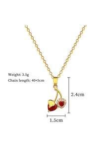 1pc Fashionable Stainless Steel Pomegranate & Cherry Pendant Necklace, Suitable For Daily Wear