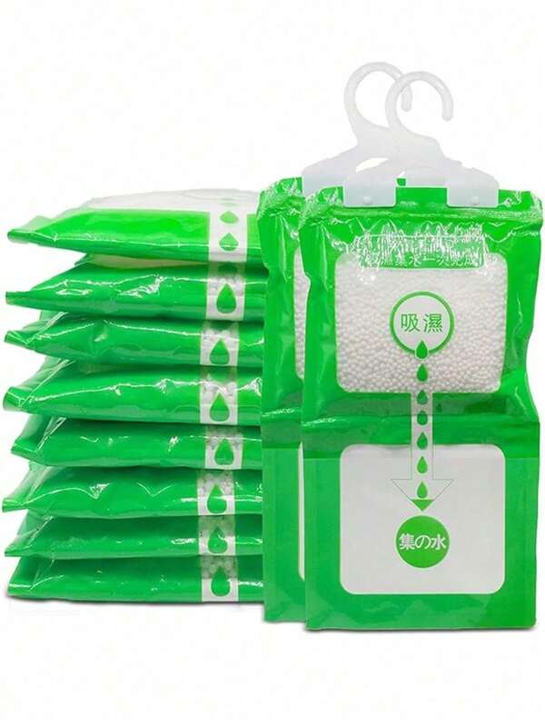 2/4/8 Piezas de Ropa, Armario, Dormitorio, Bolsa Absorbente, Bolsa Colgante Deshumidificadora para el Hogar, Portátil para Viajes, Bolsa Deshumidificadora, Bolsa de Secado de Humedad (Verde, 65g)