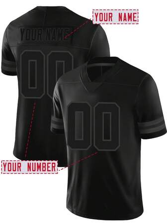 Customized Name And Number Men's Embroidered American Football Jersey Kansas City Black V-Neck Personalized Short Sleeved Shirt Party Game Training Competition Sports Top DIY S-XXL