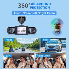 Cámara de salpicadero de 4 canales, vista panorámica de 360°, cámaras delanteras/traseras/izquierdas/derechas, DVR para automóvil, pantalla IPS, gran angular, visión nocturna, grabación en bucle - 4 cámaras - Ver 4