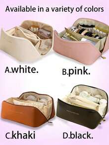 PU Leather Waterproof Cosmetic Bag, Large Capacity Double Layer Cosmetic Bag, Multifunctional Travel Storage Bag, Cosmetics Organization And Storage,Organization,Cosmetic Storage Bag, Skin Care Bag, Large Capacity Toiletries Bag, Travel Home Cosmetic Bag Organizer, Cosmetic Storage Bag