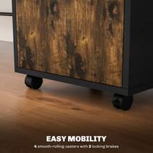 HOMCOM 60cm Filing Cabinet With Drawer, Open Shelf, Metal Handles And 4 Wheels, Office Home Organiser Mobile Printer, Rustic Brown - Brown - View 6