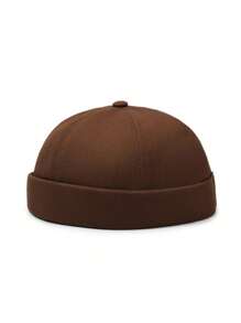 1 件男女通用无檐码头工人帽，简约纯色设计，舒适透气面料可调节带帽，适合日常休闲穿着、街头时尚、复古造型和户外活动