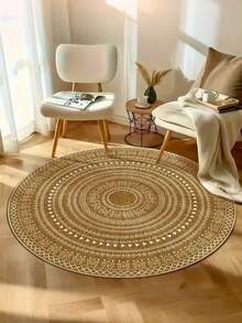 1pc Bohemian Style Round Area Rug - Vibrant Geometric Pattern, Decorative Carpet, Bedroom Decor, Small Rug, Carpet, Home Decor, Living Room Rug, Bedroom Rug, Living Room Home Decor, Outdoor Rug, Washable Rug - Multicolor - View 3