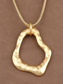 1 Piece Fashion Silver Gold Color Asymmetrical Hollow Open Square Shape Pendant Rope Necklace For Women's Daily Wear 18"+2" Extend Chain - Matte Gold - View 15