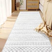 Large Washable 6x9 Area Rug: Boho Moroccan Geometric Neutral, Non-Slip Foldable Indoor Floor Carpet For Living Room, Bedroom, Dining Table - Beige, 6X9 - Dark Grey - View 1