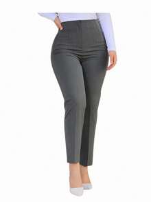 Pantalón de vestir con pinzas en cintura - Gris - Ver 3