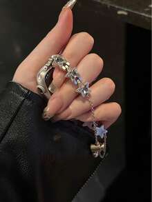 1 Piece Of Women's Star Diamond Metal Strap Compatible With 38/40/41/42/44/45/46/49mm Compatible With Apple Watch Strap Ultra/Se10/9/8/7/6/5/4/3/2/1 - Starlight - View 2