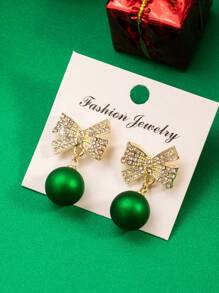 1 Pair Of Faux Pearl Studded Earrings With A Niche Design Sense, Light Luxury Christmas European And American Style Earrings, Bridal Earrings, Suitable For Wedding, New Year, And Party Wear (Without Card)