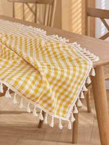 1/32pcs Japanese Style Plaid Tassel Pendant Tablecloth, Rectangular Tablecloth For Living Room, Kitchen, Dining Room, Party, Dining Table Decor - Nhiều màu - Xem 11