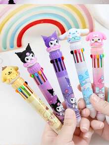Sanrio 10Pcs Random Style Press Ten Color Ballpoint Pen Cartoon Kawaii Kuromi Multi-Color Gel Pen Melody Stationery Write Cute Pens Back To School School SuppliesGraduation Gifts, Home Decor, Gifts For Girlfriend, Small Gifts, Party Favors, Birthday Gifts For Friends, Graduation Gifts For Classmates, Back To School Supplies, Christmas Gifts.