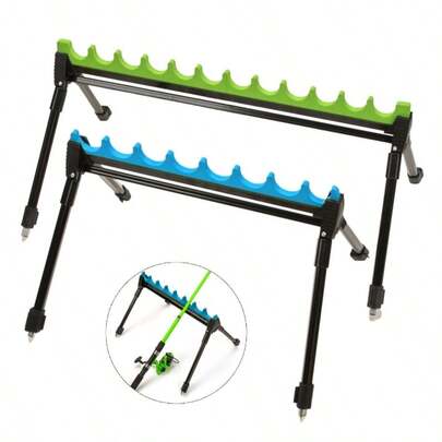 Adjustable 2-Section Telescopic Fishing Rod Holder, Multi-Hole Fishing Rod Stand, Outdoor Fishing Rod Rack Ground Insertion Bracket